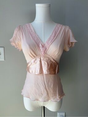 Express Y2K Light Pink Silk Babydoll Top
